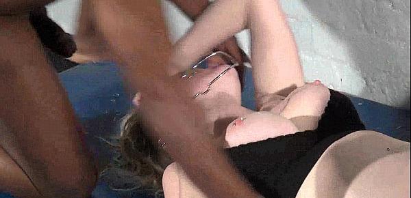  Rough interracial domination and hardcore blowjob bdsm of blonde teen Carly Rae
